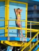 Louisa Warwick in a Yellow Bikini in Miami