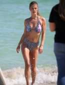Nina Agdal in Bikini on the Beach in Miami