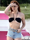 Bella Thorne Booty in Shorts at a Beach in Miami