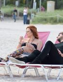 Bella Thorne Booty in Shorts at a Beach in Miami