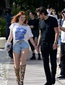 Bella Thorne Booty in Shorts at a Beach in Miami