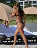 Chantel Jeffries Booty in Mehroon Bikini at Beach in Miami