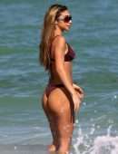Chantel Jeffries Booty in Mehroon Bikini at Beach in Miami
