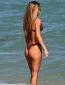 Chantel Jeffries Booty in Mehroon Bikini at Beach in Miami