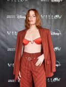Ellie Bamber at the Screening of the “Willow” in an Open Jacket in Hollywood