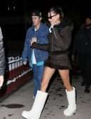 Hailey Bieber Leggy, Night Out in Aspen