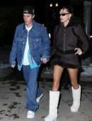 Hailey Bieber Leggy, Night Out in Aspen