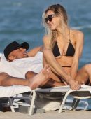 Joy Corrigan Booty in Tiny Thong Bikini on a Yacht at a Beach in Miami