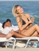 Joy Corrigan Booty in Tiny Thong Bikini on a Yacht at a Beach in Miami