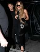 Khloe Kardashian in Tights, Arrives at a Miami Restaurant