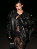 Kylie Jenner in See-Through Outfit at Yazawa Japanese BBQ in Beverly Hills