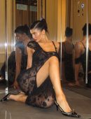 Kylie Jenner in Black See-Through Outfit