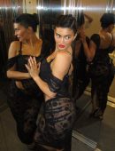 Kylie Jenner in Black See-Through Outfit