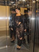 Kylie Jenner in Black See-Through Outfit