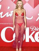 Rita Ora Booty in Red See-Through Dress at The Fashion Awards 2022 Royal Albert Hall in London