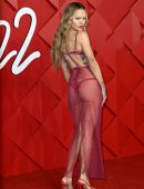 Rita Ora Booty in Red See-Through Dress at The Fashion Awards 2022 Royal Albert Hall in London