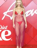Rita Ora Booty in Red See-Through Dress at The Fashion Awards 2022 Royal Albert Hall in London
