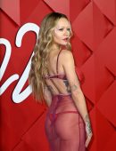 Rita Ora Booty in Red See-Through Dress at The Fashion Awards 2022 Royal Albert Hall in London