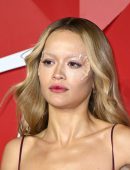 Rita Ora Booty in Red See-Through Dress at The Fashion Awards 2022 Royal Albert Hall in London