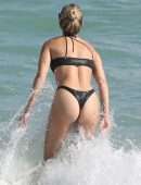 Sylvie Meis Booty in Thong Bikini at the Beach in Miami