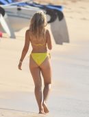 Tallia Storm Cleavage in Yellow Bikini in Barbados