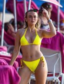 Tallia Storm Cleavage in Yellow Bikini in Barbados