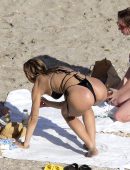 Alexis Ren Booty in Thong Bikini on the Beach in St Barts