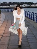 Chloe Ferry - Walking her Dogs in Denim Shorts in Newcastle