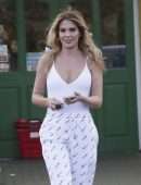 Danielle Lloyd Cleavage Out Tank Top and Payjamas in Birmingham