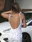 Danielle Lloyd Cleavage Out Tank Top and Payjamas in Birmingham