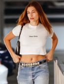 Hailey Bieber Belly Button, Out and About in Los Angeles