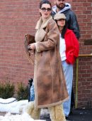 Kendall Jenner in a Long Winter Coat, Out in Aspen