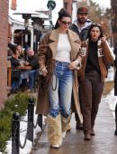 Kendall Jenner in a Long Winter Coat, Out in Aspen
