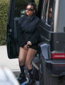 Kourtney Kardashian Leggy in Short Dress in Calabasas