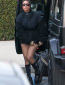 Kourtney Kardashian Leggy in Short Dress in Calabasas