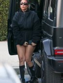 Kourtney Kardashian Leggy in Short Dress in Calabasas