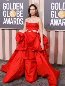 Lily James at 80th Annual Golden Globe Awards in Beverly Hills