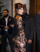Dakota Johnson in Long Transparent Flowery Gown in Kering Foundation’s Caring for Women Dinner in New York City