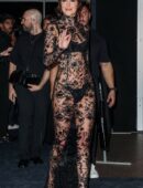 Dakota Johnson in Long Transparent Flowery Gown in Kering Foundation’s Caring for Women Dinner in New York City