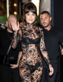 Dakota Johnson in Long Transparent Flowery Gown in Kering Foundation’s Caring for Women Dinner in New York City
