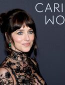 Dakota Johnson in Long Transparent Flowery Gown in Kering Foundation’s Caring for Women Dinner in New York City