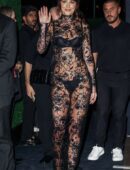 Dakota Johnson in Long Transparent Flowery Gown in Kering Foundation’s Caring for Women Dinner in New York City