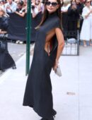 Emily Ratajkowski in a Black Long Dress Slit from Both Sides at NYFW