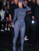 Kim Kardashian in a Sheer Catsuit at Nike SKIMS NYC Bash