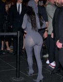 Kim Kardashian in a Sheer Catsuit at Nike SKIMS NYC Bash