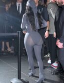 Kim Kardashian in a Sheer Catsuit at Nike SKIMS NYC Bash
