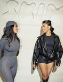 Kim Kardashian in a Sheer Catsuit at Nike SKIMS NYC Bash