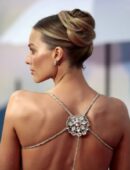 Margot Robbie in a Transparent Dress ,showing cheeks for a Fashion Show IN LONDON