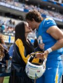Madison Beer at Washington Commanders vs Los Angeles Chargers at SoFi Stadium in Inglewood