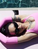 Bella Poarch Poolside in Pink Swimsuit
